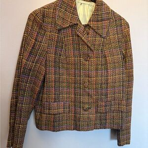 Vintage Italian Tailor-made Bespoke Multicolor Tweed Blazer women small